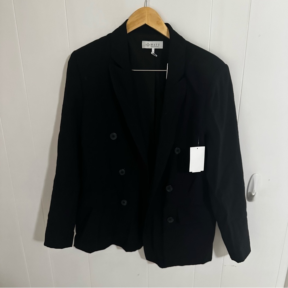 Wayf Black Classic Blazer with Traditional Lapel